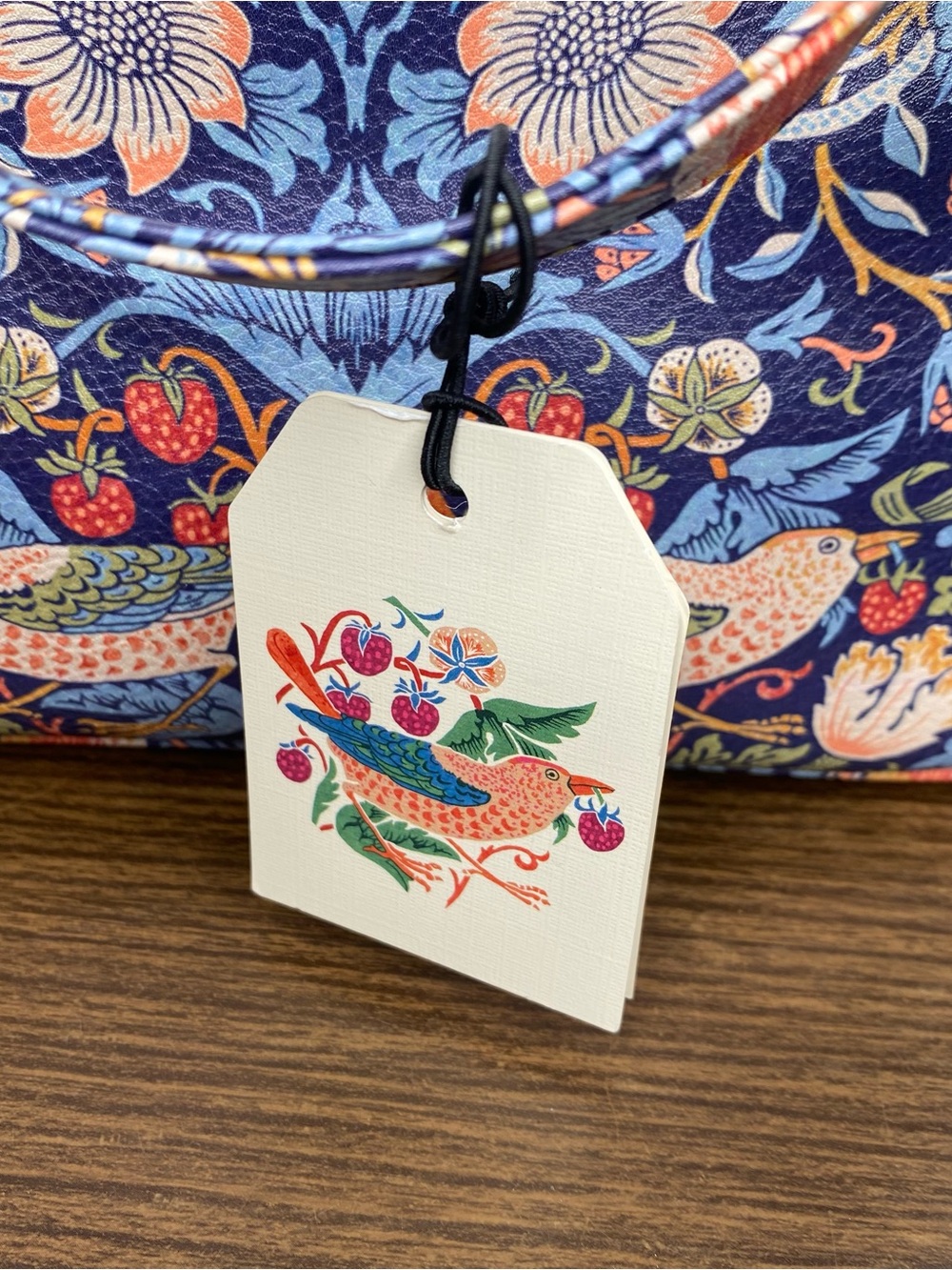 William Morris Navy Strawberry Thief Cosmetic Travel Case - Picture 3 of 10